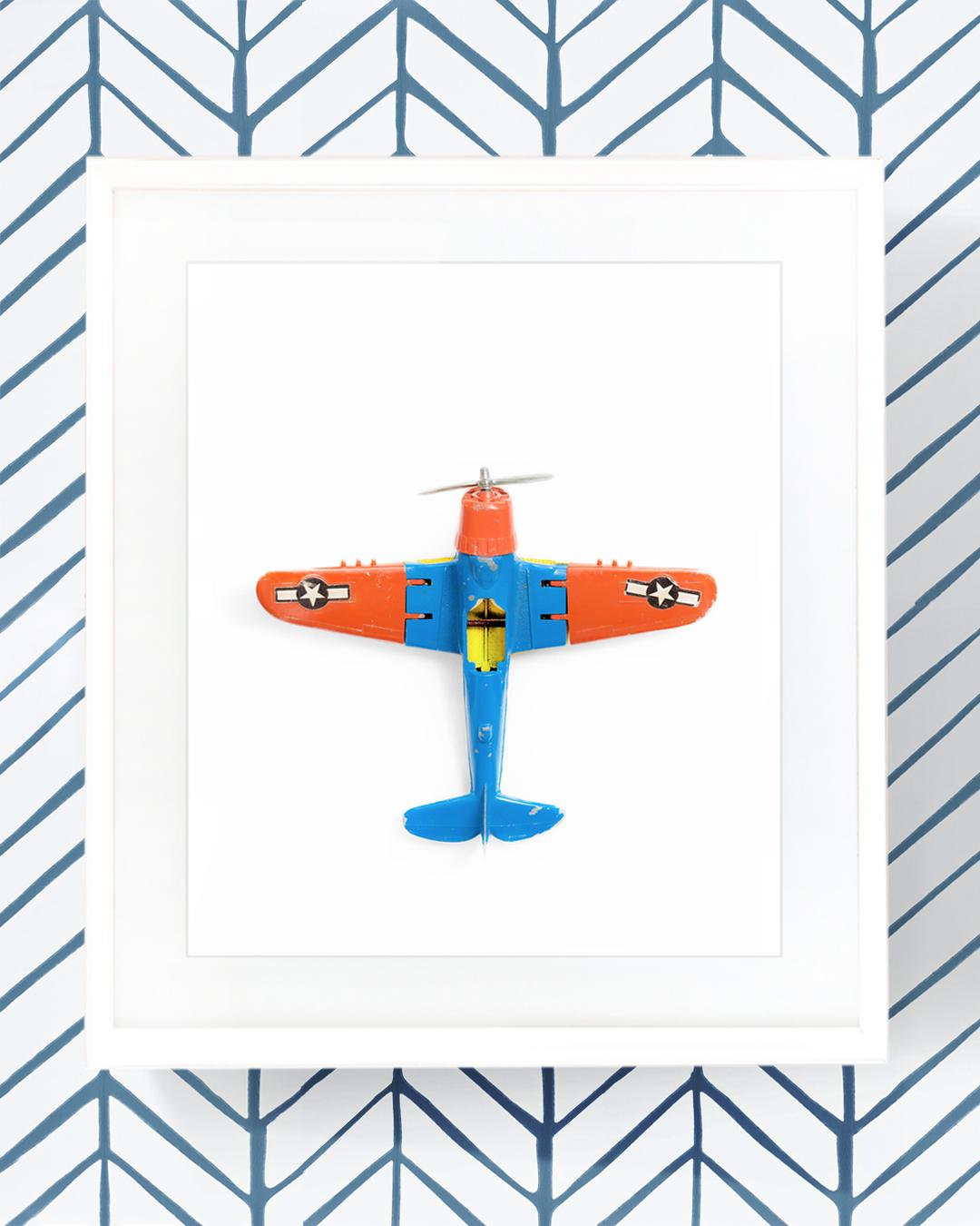 Airplane Series - Airplane Blue Orange Yellow Overhead