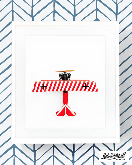 Airplane Series - Red White Stripe Airplane Overhead