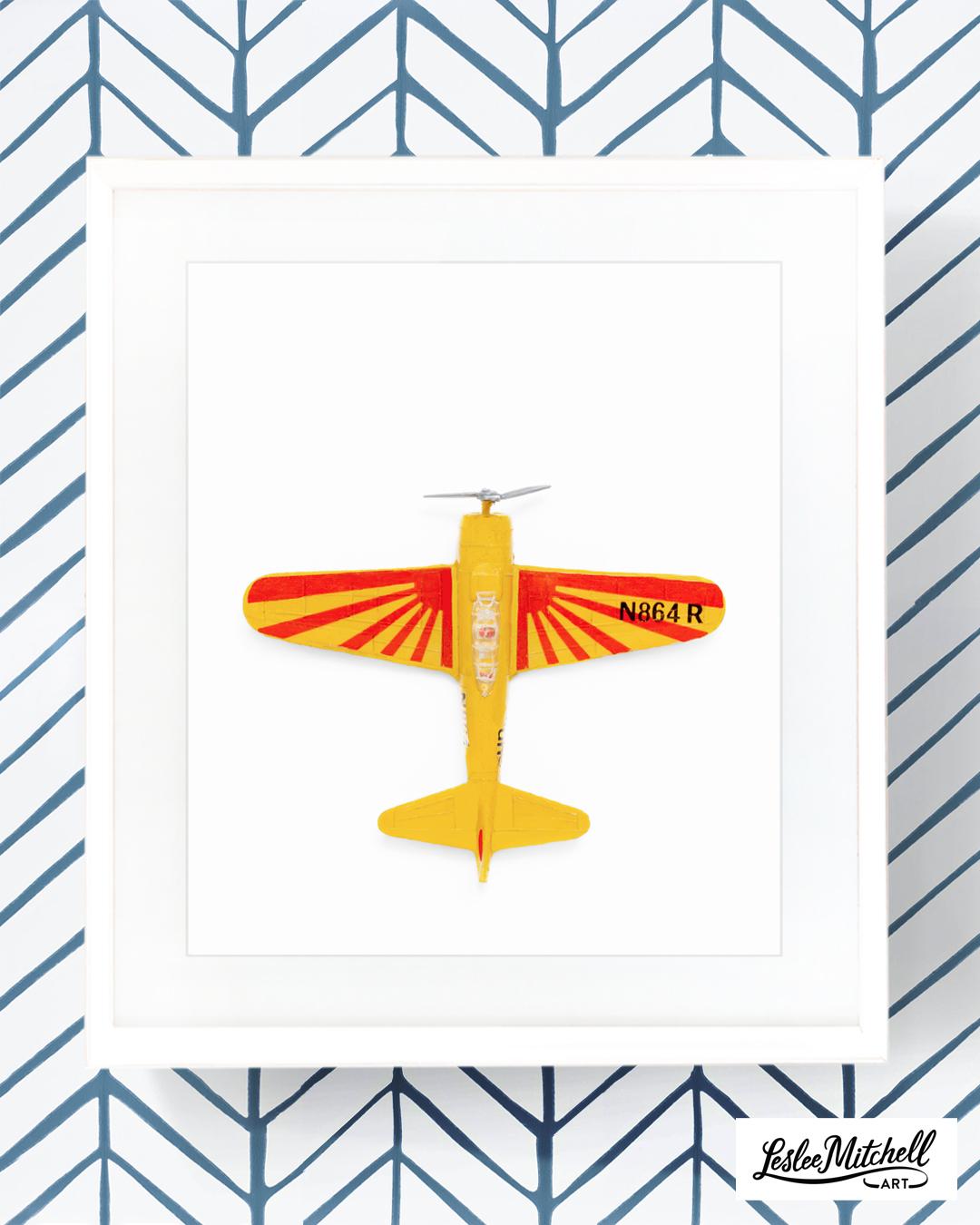 Airplane Series - Yellow Red Wings Overhead