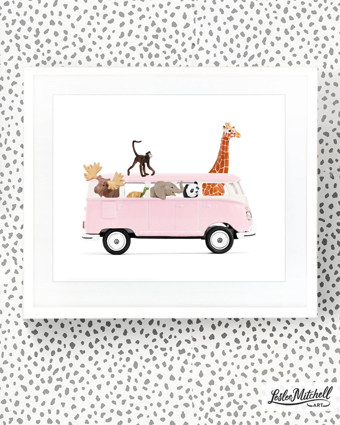 Car Series - Animals in Pink Van