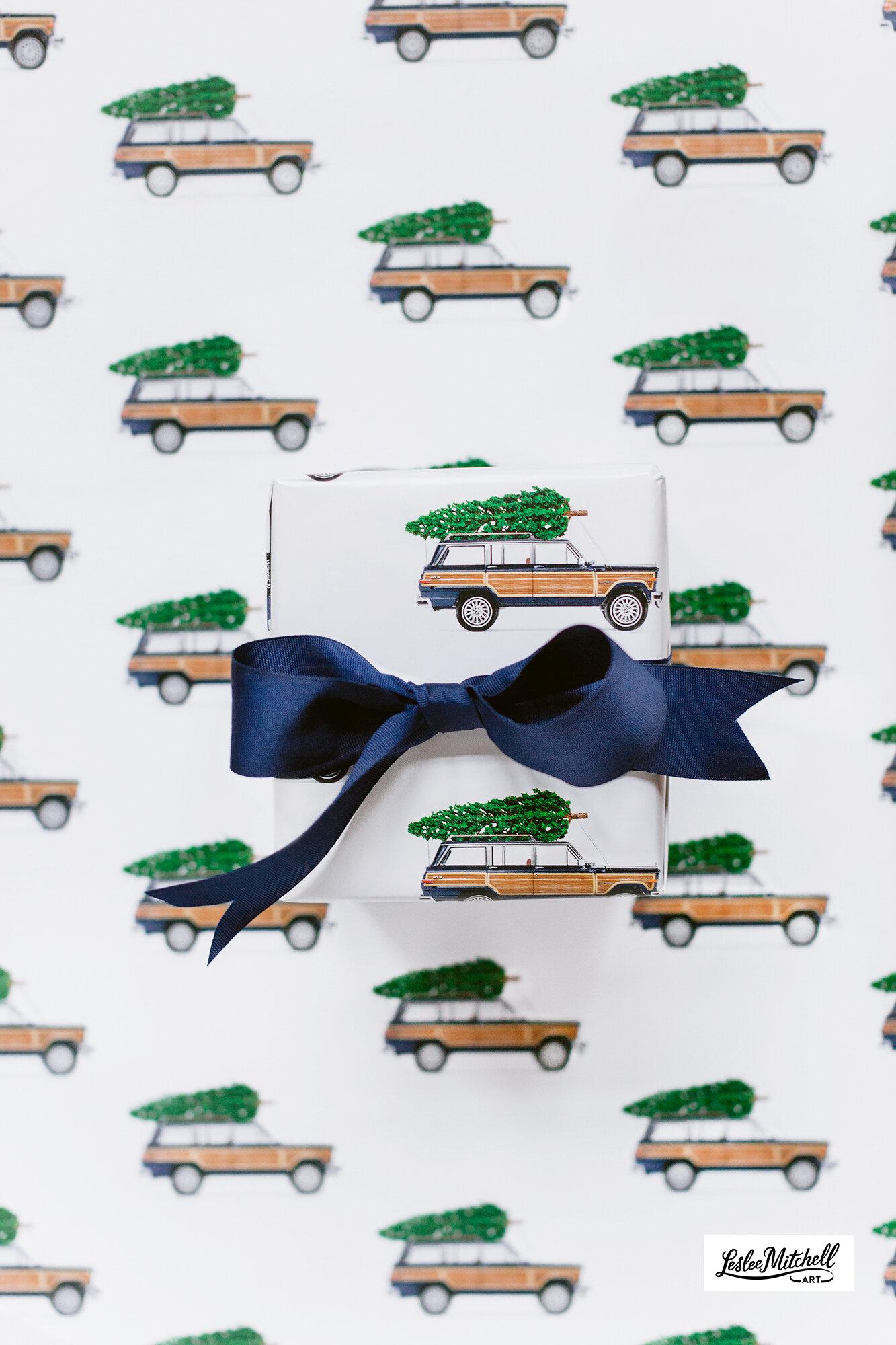 Christmas Gift Wrap - Wagoneer Christmas Tree Gift Wrap