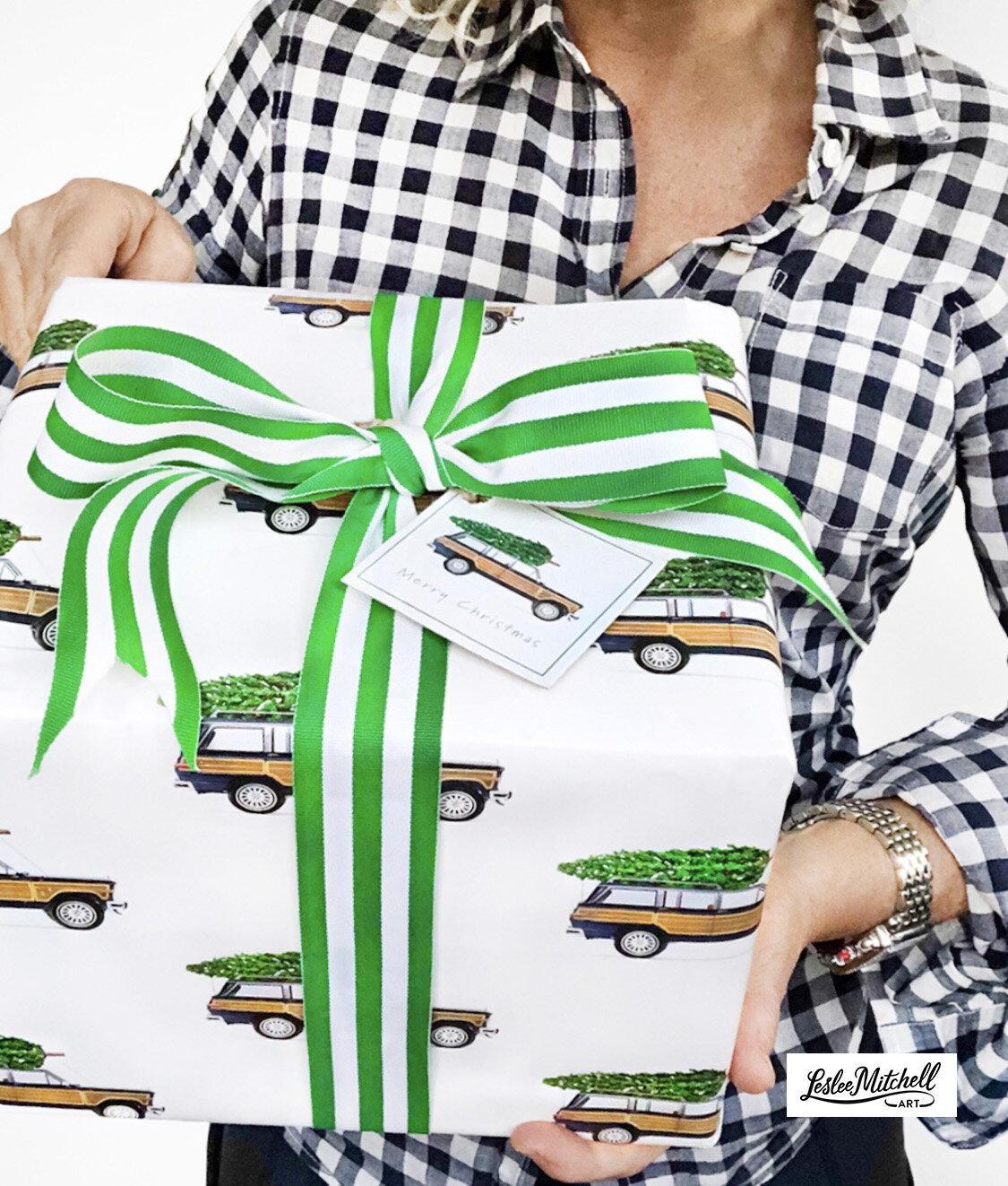 Christmas Gift Wrap - Wagoneer Christmas Tree Gift Wrap