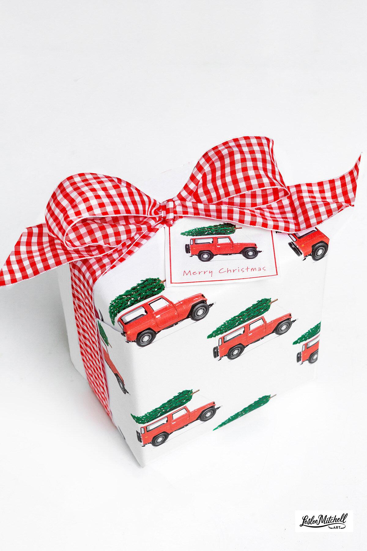 Christmas Gift Wrap - Red Cruiser Christmas Tree