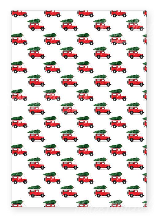 Christmas Gift Wrap - Red Cruiser Christmas Tree