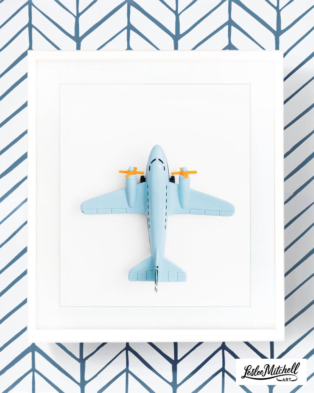 Airplane Series - Airplane Powder Blue Orange Propeller Overhead